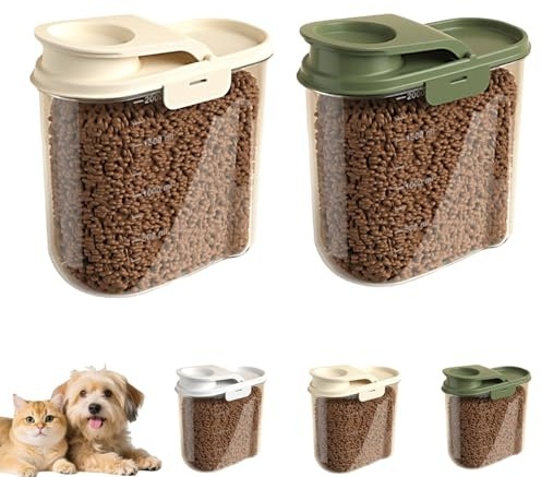 Contenedor de comida para perros - Contenedor de alimentos para mascotas, contenedor de almacenamiento Kibble | Gran hermética comida para perros -Caja de almacenamiento con tapa con cierre 2kg
