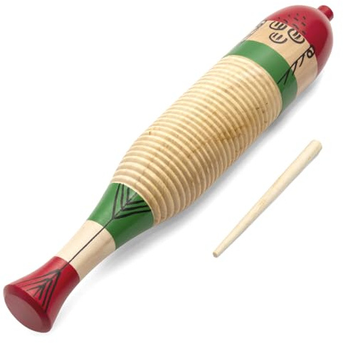 ANCLLO Guiro aus Holz mit Holzschaber/Schlägel – Schulschlaginstrument