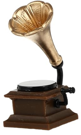 Hohopeti Mini Gramophone Décoratif Rétro Miniature, Accessoire Vintage pour Maison de Poupée, Décoration de Table et Bureau, Ornement Miniature pour Photographe, Ambiance Rétro, Style