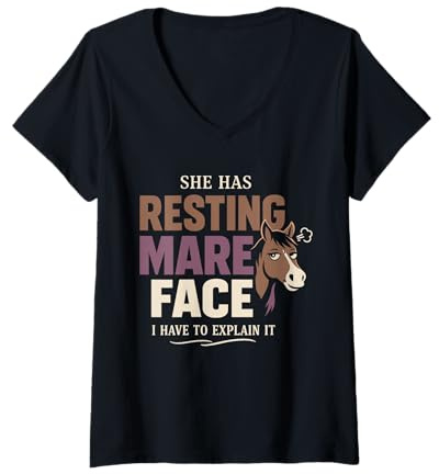 Femme Cheval Humour Humour Expérimenté Propriétaire de Cheval I Can Read Horses T-Shirt avec Col en V