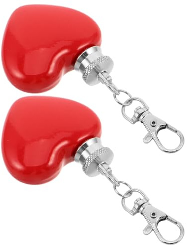 SHINEOFI Mini Fiaschetta Portachiavi Forma di Cuore 30 Ml in Acciaio Inox 2 Pezzi, Bottiglia Tascabile per Liquori Clip da Esterno per Feste, Campeggio e Viaggi