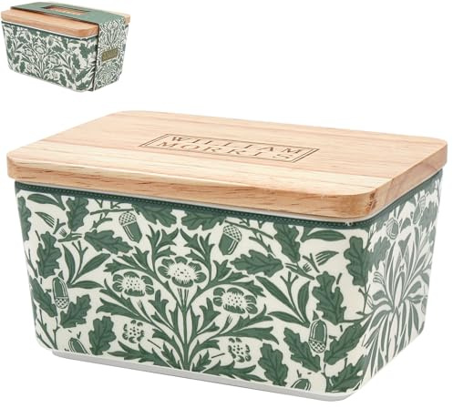 The Leonardo Collection Wm. Morris Acorn Stoneware Acorn Butter Dish for Kitchen & Home | Dishwasher Safe Butter Dish with Lid for Keep Butter Fresh | BPA-Free Butterdish for Butter Storage