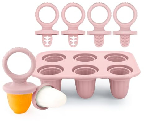 HAPZUR Molde de Silicona para Bebés - 1 Pieza Rosa Claro, BPA-Free, Ideal para Dentición, Puré de Frutas, Polos y Helados Caseros para Niños, Fácil Limpiar