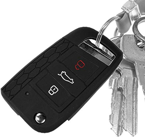 Auto Schlüssel Hülle Silikon Schutz Cover Schwarz für VW Polo Golf 7 VII GTI GTD GTE R