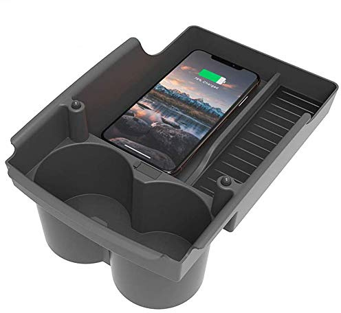 Braveking1 Kabelloses Auto Ladegerät für Tesla Model X/Model S 10W Qi Wireless 3-Spulen Handy-Ladepad Mittelkonsole mit Getränkehalter für iPhone 11 SE 11Pro XS Max XR 8 Samsung S20 S10 S9 S8 Huawei