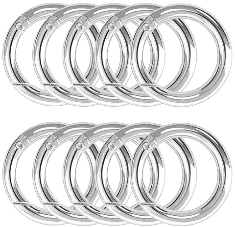 XCSJ 10pcs Karabiner Rund 49mm Sehr Robust Zinklegierung Groß Karabiner Ring Karabinerhaken Rund Karabiner Ring O Ring Runde Karabiner für Schlüsselanhänger, Tasche, Schmuck, DIY Handwerk