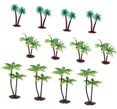 NUOBESTY 12pièces Lot de Miniatures De Palmiers Cocotiers Simulées pour Modèle Paysage Micro Décorations DIY Terrarium Et Aquarium