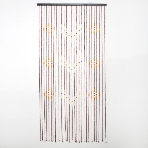 CHZIMADE Beaded Door Curtain Bamboo Wooden Fly Curtain Screen 27 Lines String Bead Curtain for Doorway 175x90CM