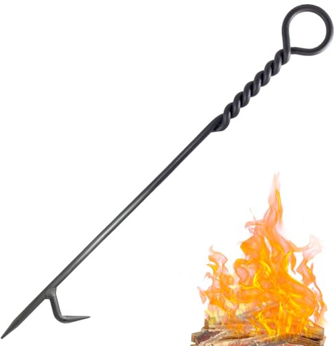Feuerschürhaken für Kamin, 101,6 cm, robuster Kaminschürhaken, Schmiedeeiserne Stahl-Feuerstelle, Schürhaken, rostbeständig, schwarze Oberfläche, Feuerschalenwerkzeuge (handgefertigt 40 Inc)