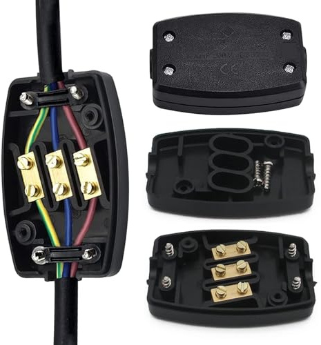 2 PCS 3 Terminal Electrical Junction Box with Flex Cable Gland – Secure Waterproof Cable Connector, Durable and Easy Installation