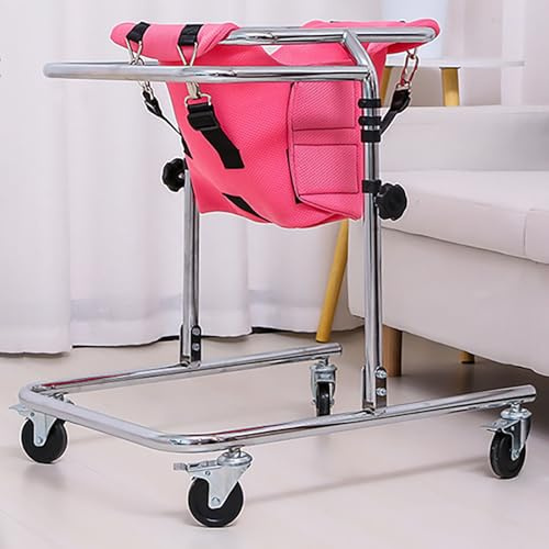 Andador con ruedas para niños, marco de pie de rehabilitación de altura ajustable, ayuda para caminar de acero al carbono para parálisis cerebral, adecuado para altura de 31 a 47 pulgadas