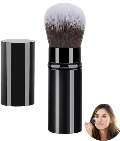 Retractable Makeup Brush, Portable Powder Foundation Brush With Cover, For Blush, Bronzer, Buffing, Loose Powder, Liquid, Cream, Sunscreen (Black)