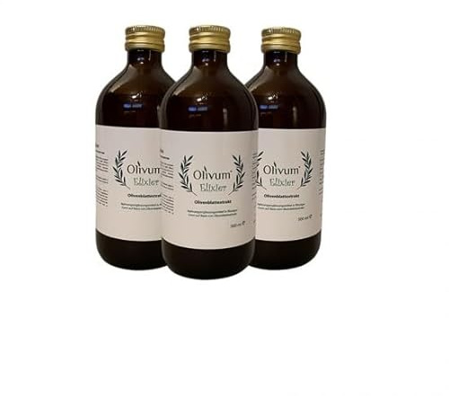 Olivum – Estratto di Foglie di Olivo 500 ml – Prodotto Artigianale – Ricetta Tradizionale – Confezione da 3 Bottiglie da 500 ml