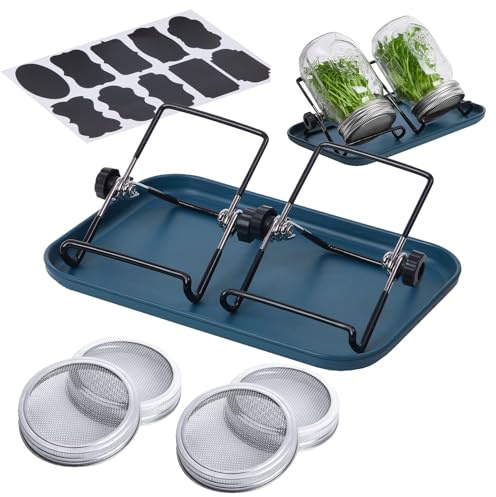 Generisch Kit de Germination en Bocal – Kit de Germination à col Large, Couvercle en Acier Inoxydable, microgrens d'intérieur | Kit de Culture de germes pour débutants, Maison, Cuisine, Jardin,