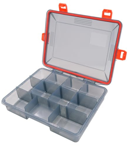 Caja de cebo de pesca, 21,5 x 15,1 x 4,9 cm, caja de aparejos de doble cara, caja de pesca para señuelos de goma, impermeable, accesorios de pesca de plástico
