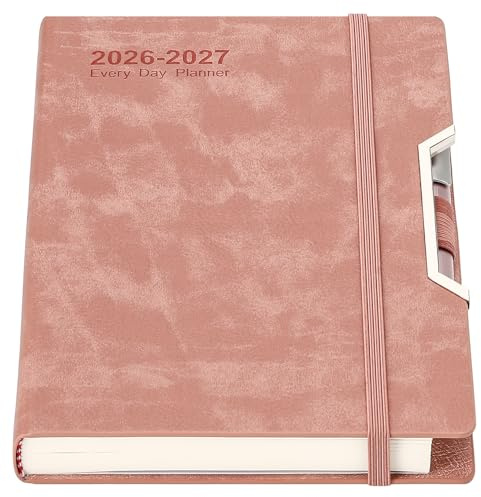 Agenda Accademica 2026-2027, Agenda 2026-2027 un giorno per pagina, copertina rigida, organizzata da luglio 2026 a giugno 2027, agenda A5 pianificatore giornaliero mensile con linguette mensili, tasca