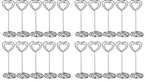 JZK 20 Herz-Platzhalter-Clips, Memo-Halter, Foto-Tischmarkierungsclip für Gastgeschenke, Hochzeit, Geburt, Taufe, Geburtstag, Weihnachten, Kommunion