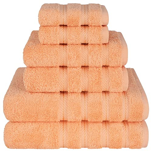 American Soft Linen Luxury 6 Piece Towel Set, 2 Bath Towels 2 Hand Towels 2 Washcloths, 100% Turkish Cotton Towels for Bathroom, Malibu Towel Sets