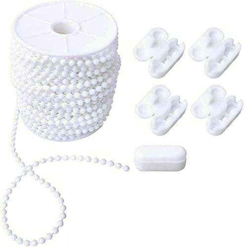EveryHome Roller Blind and Roman Shade Blind Beaded Chain Cord White Plastic Roller Blind Chain Repair (20M)