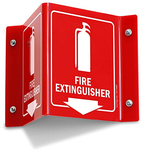SmartSign Letrero de proyección con flecha Fire Extinguisher | Acrílico pulido de 6 pulgadas