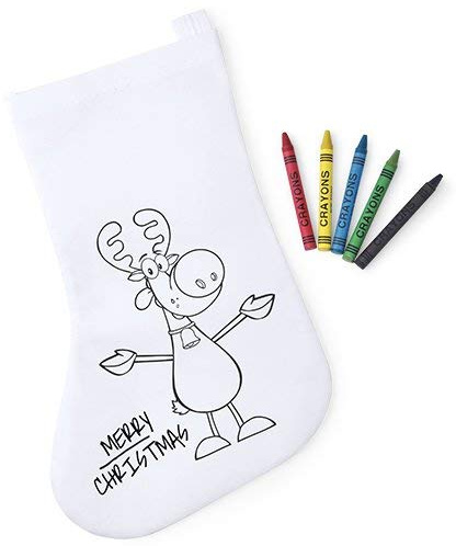 20 Stück Weihnachtsstrümpfe für Kinder, zum Ausmalen, inklusive 5 Wachsen pro Socke, weiß