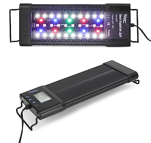 hygger Aquarium Programmable LED Light, for 12~18in Long Full Spectrum Plant Fish Tank Light with LCD Setting Display, 7 Colors, Sunrise Sunset Moon and DIY Mode, for Novices Advanced Players