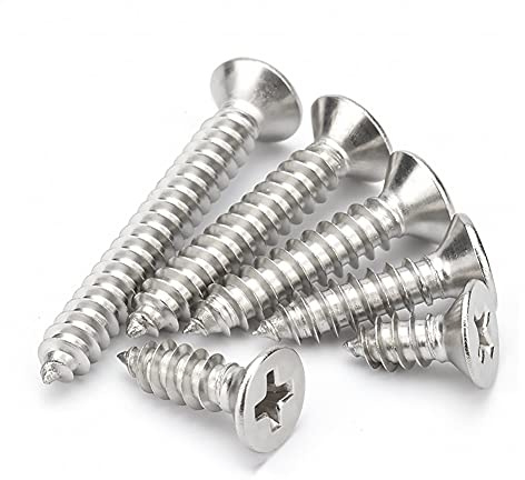 BOZONLI Träskruvar Självgängande skruvar Korshuvudskruvar platta huvud Rostfritt stål Försänkt huvud Skruv, M5×20mm,50 st.
