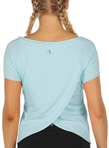 icyzone Damen Sport T-Shirt Kurzarm Yoga Top Schnell Trocken Elastisch Fitness Gym Oberteile