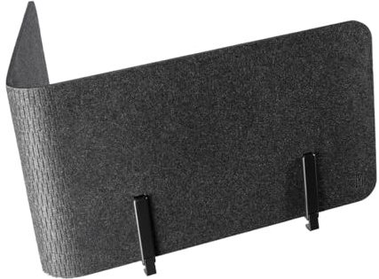 Yaasa Privacy Wall Akustik Schreibtisch-Trennwand aus Filz, Grau, klemmbar | Sicht- & Schallschutz aus Filz, Montage ohne Bohren, flexibel klemmbar, nutzbar als Pinnwand, inkl. 2 Haken, ideal fürs Büro