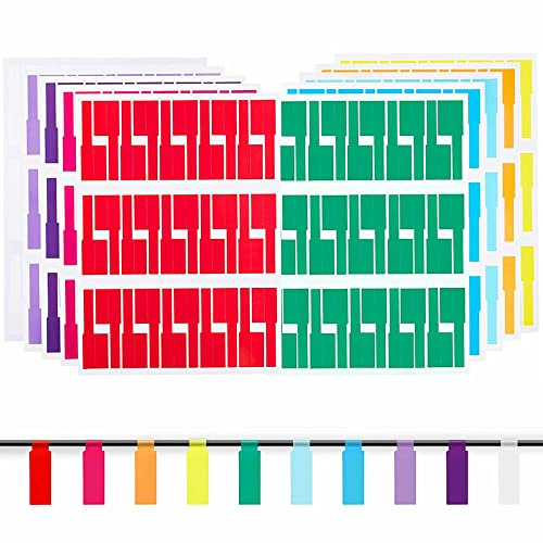 Hybsk 300 PCS Cable Labels Waterproof Wire Tags Write on Stickers Tear Resistant Flexible Works Cord Identification Labels A4 Sheet for Laser Printer 10 Sheet (10 Colors)