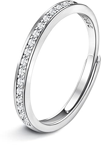 JeweBella Ringe Frauen Verstellbare Ring Silber 925 Damen Zirkonia Eheringe Verlobungsring Trauringe Antragsring 2.5MM Ring Damen Schmuck