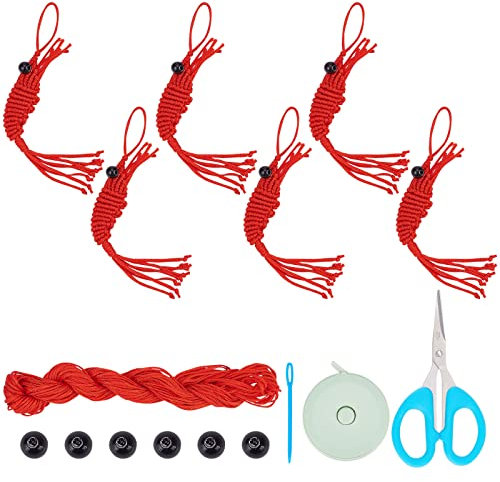 WEBEEDY 6 Sets Makramee Schlüsselanhänger DIY Garnelen Einzigartige Handgefertigte Makramee Charme Auto hängen Schmuck Boho Schlüsselanhänger für Handtasche Autoschlüssel Geldbörse