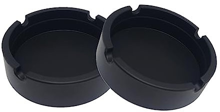 SOQKEEN 2 Stück Silikon Aschenbecher für Draussen, Hitzebeständig, Schwarz für Heimbüro oder Draussen, Indoor
