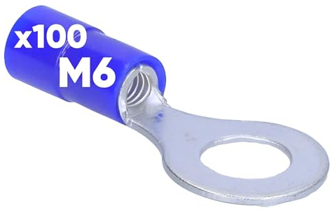 Kalitec 100x Ringkabelschuh 1,5-2,5mm² - Teilisoliert M6 Blau - Kabelschuh