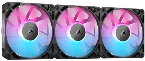 Corsair iCUE LINK RX120 RGB 120mm PWM Fans with iCUE LINK System Hub - Magnetic Dome Bearing - Triple Pack - Black