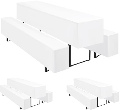 Teruntrue 3er-Sets Biertischhussen Bierbank-Auflage,Weiß Biertisch und Bankgarnitur Husse für 50x220cm Tischbreite für Festzeltgarnituren Bierbank Hussen(Weiß, 3 Packungen)