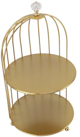 Jectse Vogelkäfig-Make-up-Organizer-Regal, Einzigartiger Goldener Vogelkäfig-Kosmetikständer, Platzsparend für Badezimmer (Doppelte Schichten)