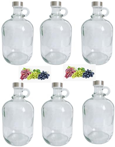 lilawelt24 6x 1,5L Flasche mit Schraubverschlüss Weinballon Glasballon Weinflasche| Likörflasche |Essig-Öl Flaschen | Schnapsflasche |Karaffe | Leere Glasflasche Zum Befüllen| Weinballon
