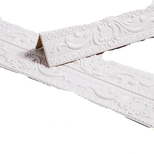 GCYEIDMA Wasserdichter Tapetenrandaufkleber Selbstklebender Schaumstoff-Wandaufkleber, wasserdicht, for Fußleiste, Tapete, Decke, obere Ecklinie, Bodensockellinien-Aufkleber(White)