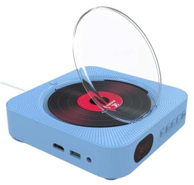 siduytin Reproductor Multimedia de DVD con Bluetooth, Altavoz Incorporado, Salida HD de 1080P, Altavoces duales, Control Remoto, Salida AV, Reproductor de Disco ABS, Azul