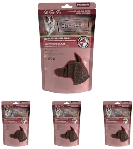 Chewies Fleischstreifen MAXI Hundeleckerli aus 100% Pferdefleisch - 150g - Fleischstreifen MAXI für Hunde - getrocknete Pferde Kaustreifen für Hunde - zuckerfrei & getreidefrei - Dörrfleisch vom Pferd