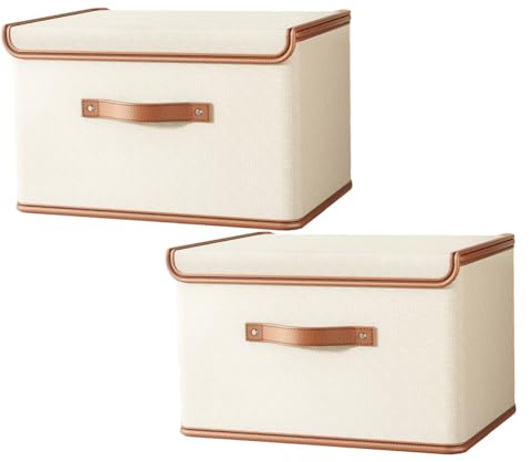 lomonmen Aufbewahrungsboxen mit Deckel,Faltbare Aufbewahrungsbox,Kleiderschrank Organizer,Stoffboxen Aufbewahrung Waschbare für Kleidung,Hosen,Bettwäsche,Jeans,Bücher