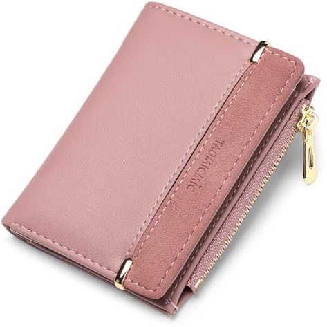 FALAN MULE Geldbörse Damen Klein, Leder Kleines Portemonnaie RFID-Schutz Mini Kurzer Damen Geldbeutel mit Zipper Münzfach Brieftasche, Portmonee mit Kartenfächern