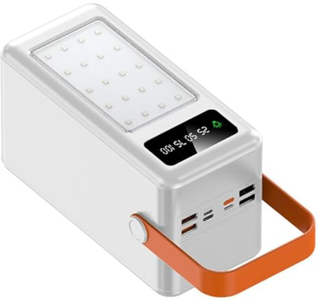 casstaly Batteria 18650 a 35 slot con torcia a LED per avventure all'aperto, caricatore USB PD QC3.0 22,5 W (senza batteria)