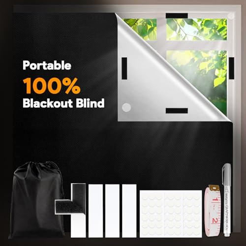 Gaeymy Tende Oscuranti per Interni, 200x148cm Tenda Oscurante Con Velcro, Portatile Telo Oscurante Finestra Esterno, Tessuto Termico Isolante Caldo per Vetri Lucernario Tetto, Camera da Letto