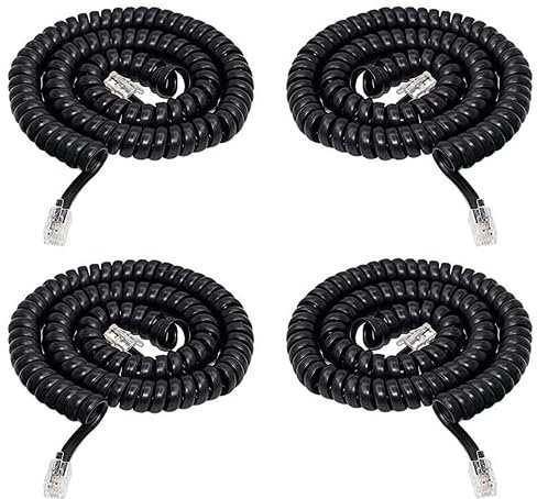 Zguziji Cavo per cornetta telefonica 4P4C, lunghezza da 0,9 a 7 m, senza spirale, lunghezza 2,5 m, colore: nero, RJ9