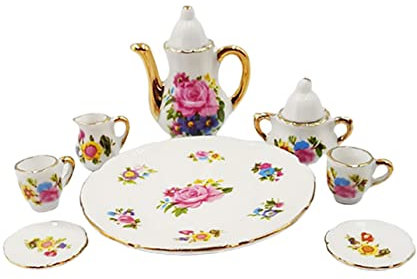 HEMOTON 8 Piezas Mini Adorno De Casa Juguete Taza De Tetera Taza De Té De Porcelana Miniatura Fiesta Mini Tazas De Té Decoración del Hogar