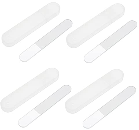 FRCOLOR 4 Stück Nagelfeilen Aus Feinem Glas Mit Rundem Kopf Und Aufbewahrungsbox, Leicht, Langlebig, Maniküre- Und Pediküre-nagelpflege Für Zuhause Und Unterwegs