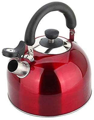 OZBMA Bouilloire sifflante Rouge en Acier Inoxydable avec poignée Ergonomique et théière de Grande capacité