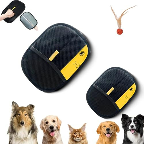 Yomi Pet Hair Remover Glove, Electrostatic Pet Hair Removal Gloves, Celery Pets Double Sided Grooming Glove, Reusable Cat & Dog Hairs Remover, For Couch, Furniture, Carpet, Car Seat (2pcs)